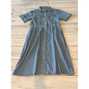 Denim Short Sleeved Button Down Dress
